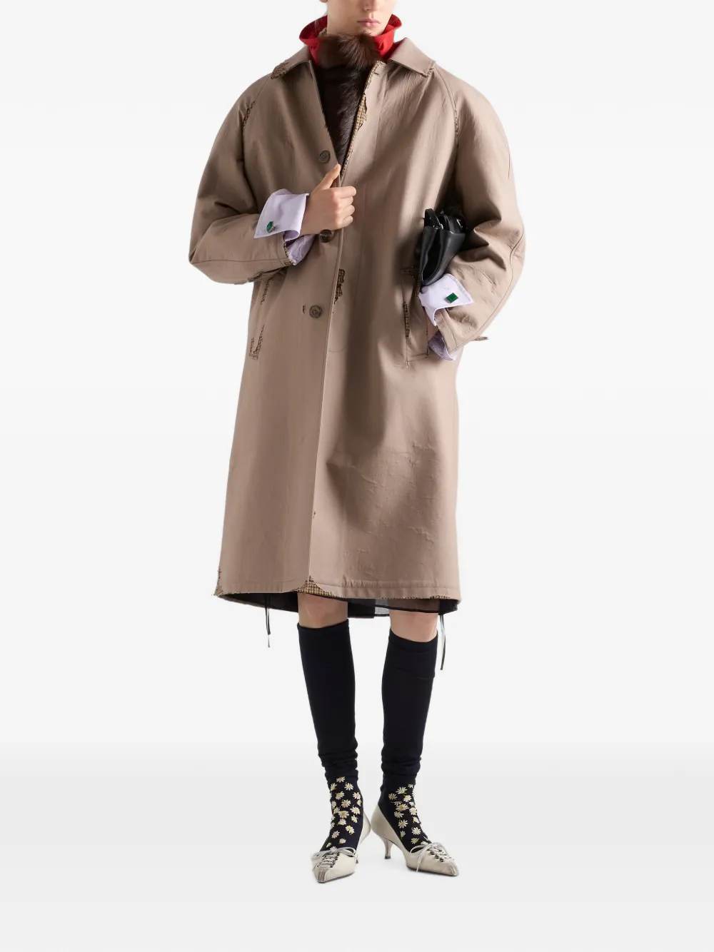 Prada Popeline jas met devoré-effect Beige
