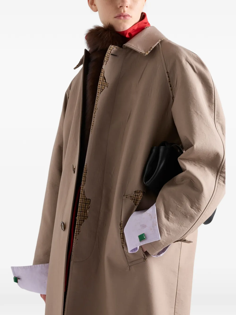 Prada Popeline jas met devoré-effect Beige