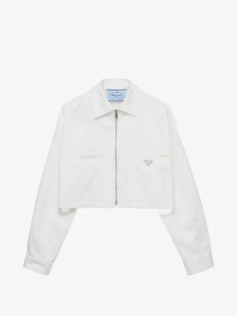 Prada veste crop à plaque logo