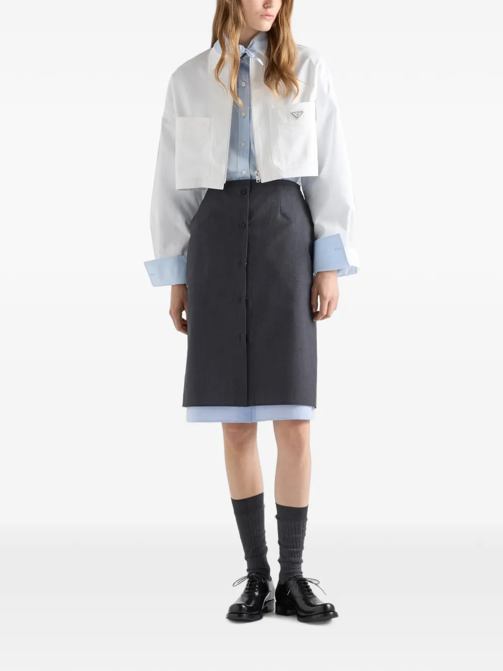 Prada Cropped jack met logoplakkaat Wit