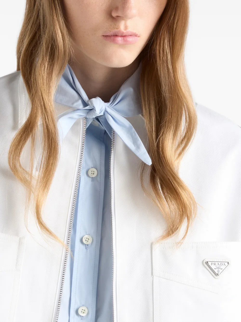 Prada Cropped jack met logoplakkaat Wit
