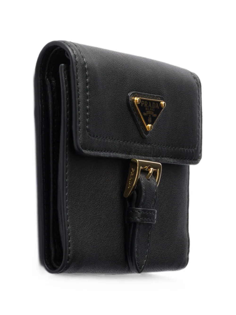 Prada Portemonnee met gespsluiting en logoplakkaat Zwart