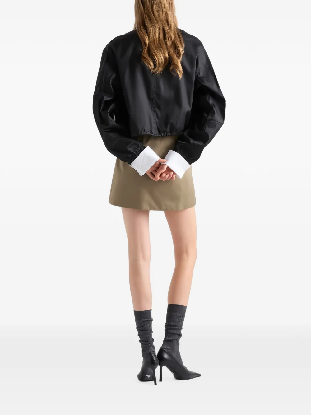 Prada Re-Nylon bomberjack met logo-plakkaat Zwart