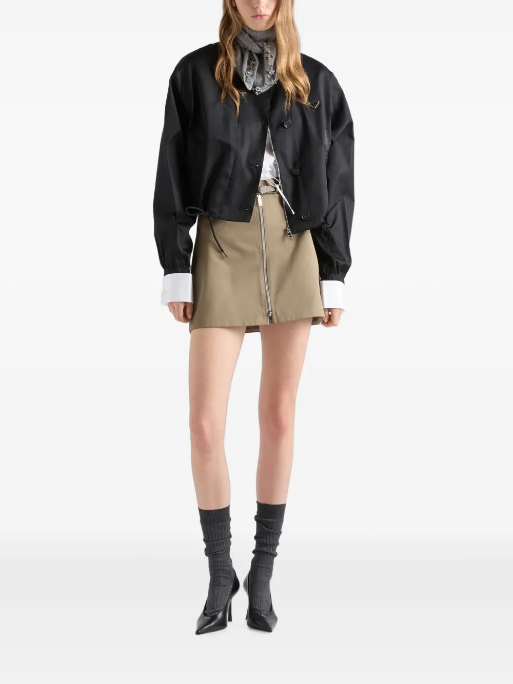 Prada Re-Nylon bomberjack met logo-plakkaat Zwart