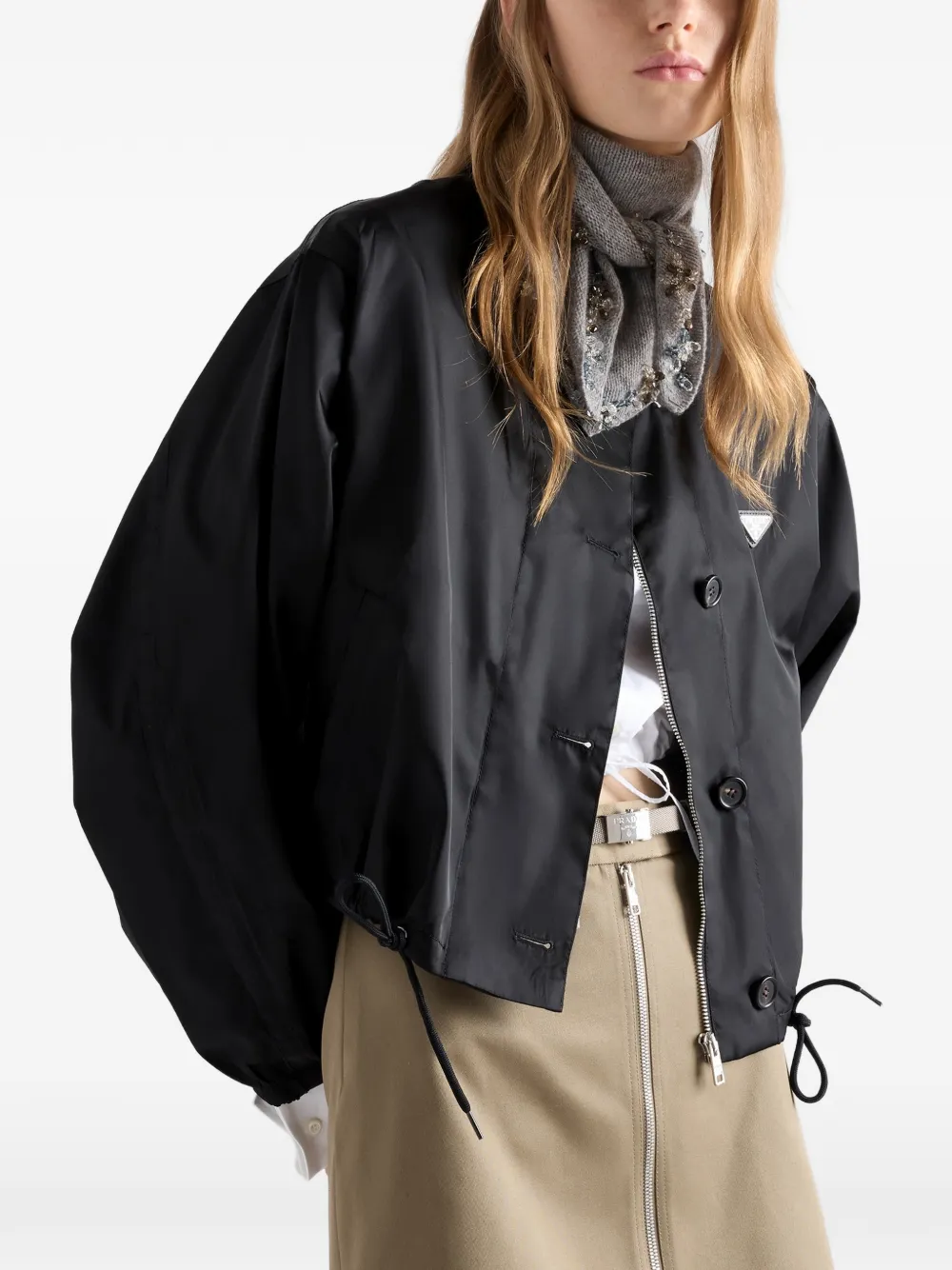 Prada Re-Nylon bomberjack met logo-plakkaat Zwart