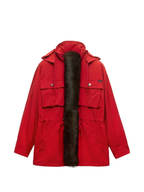 Prada technical fabric parka with shearling trim