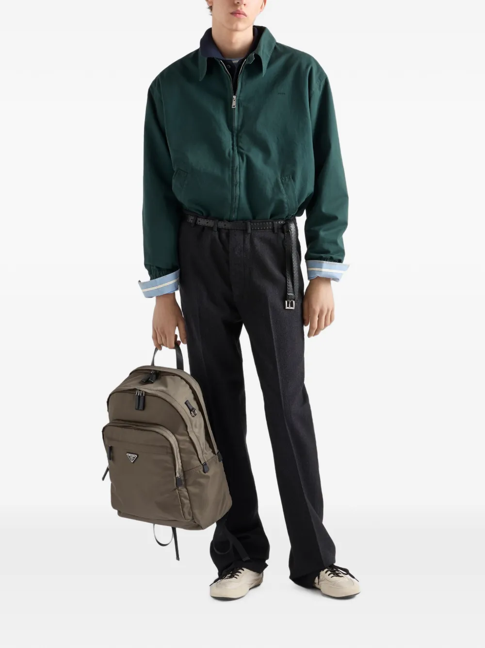 Prada Re-Nylon en Saffiano leren rugzak Grijs
