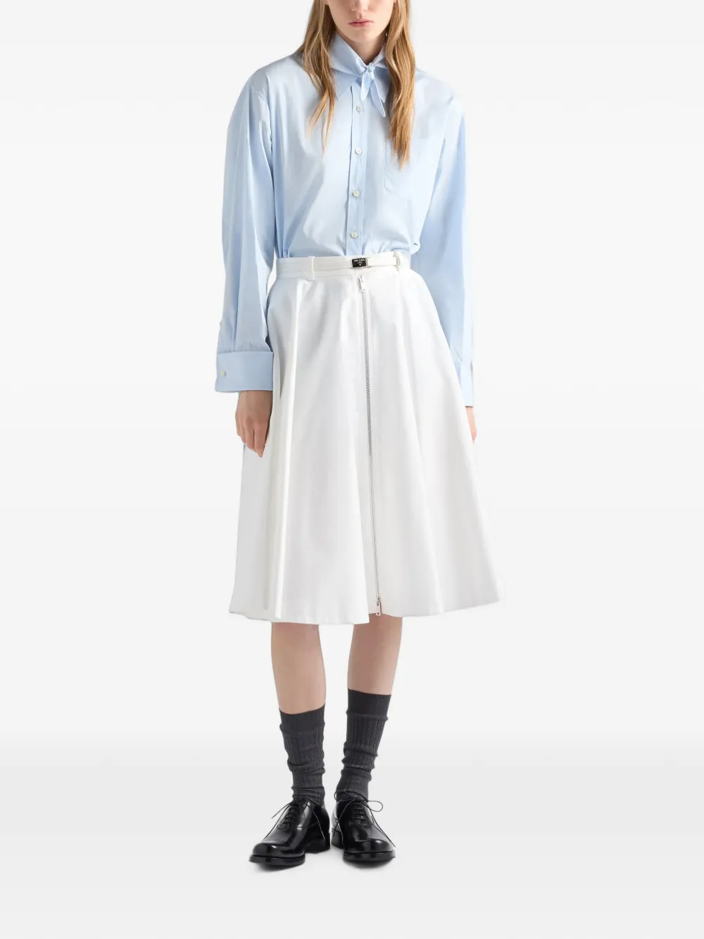 Prada Midi-rok met ceintuur en rits Wit
