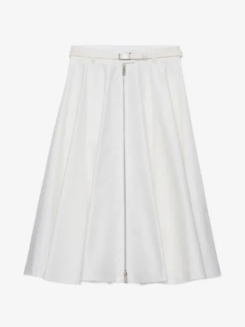 Prada belted zip-front midi skirt
