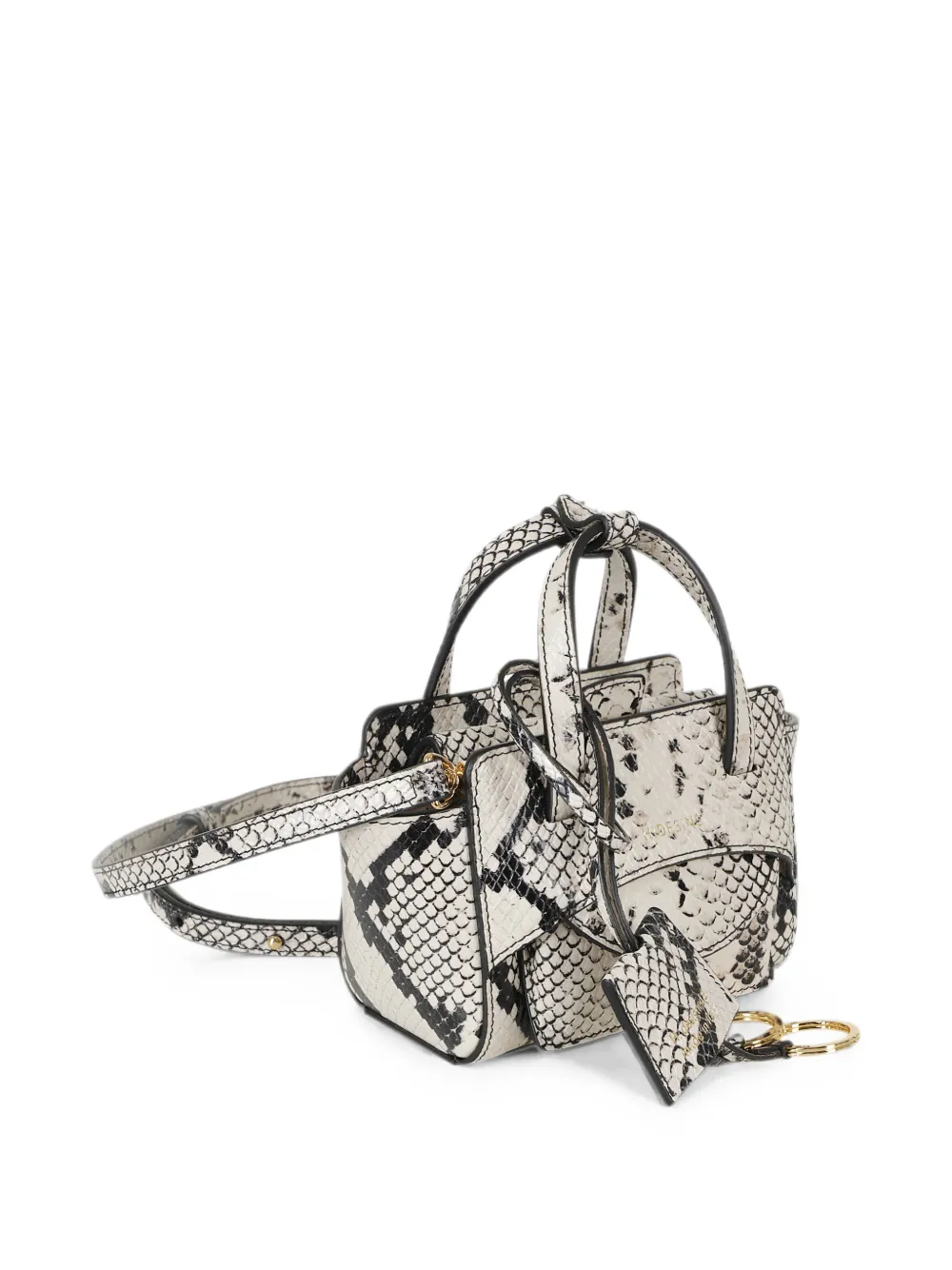 Hidesins Python-print Flap Xs Double Handle Leather Handbag In Neutral