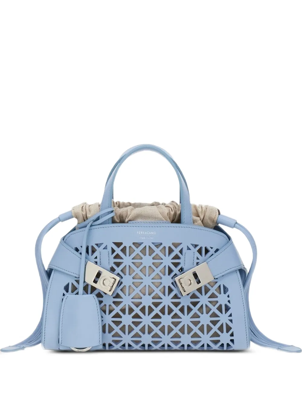 Ferragamo mini Hug crochet-knit tote bag - Blu
