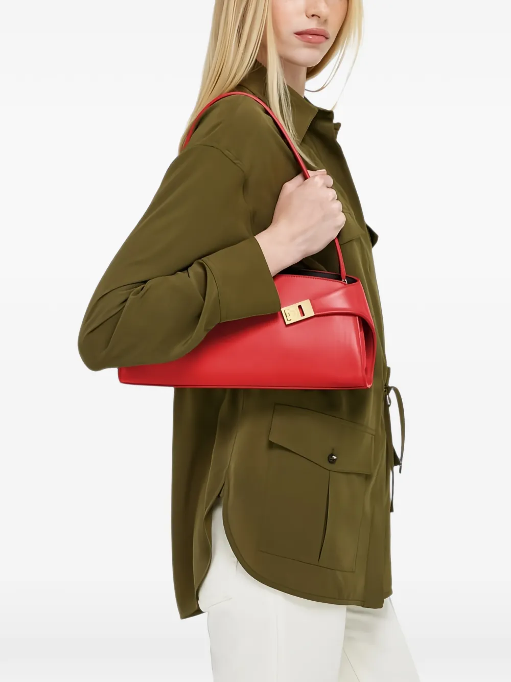Ferragamo Hug tas met Gancini-plakkaat Rood