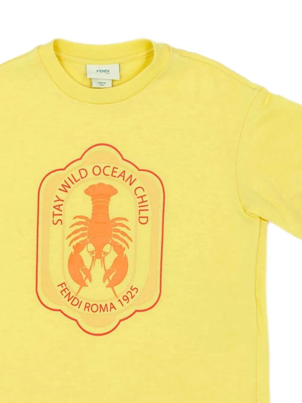 Fendi Kids T-shirt met kreeftprint en ronde hals Geel
