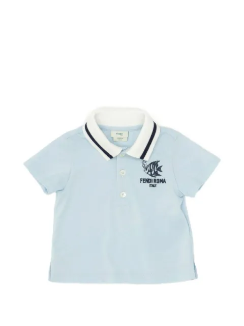 Fendi Kids playera tipo polo manga corta con logo estampado