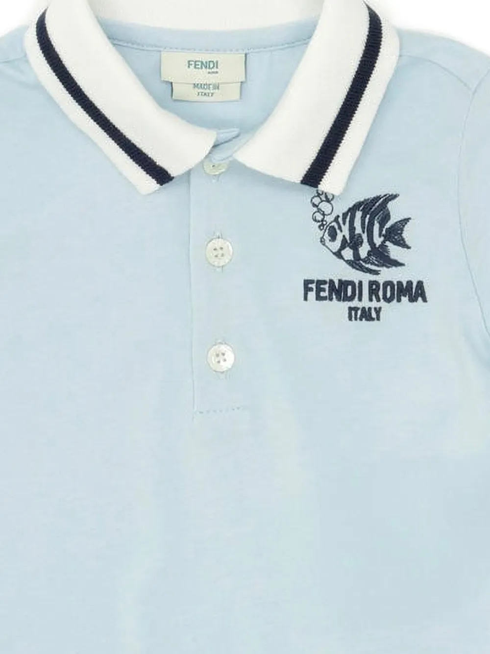 Fendi Kids Poloshirt met logoprint Blauw