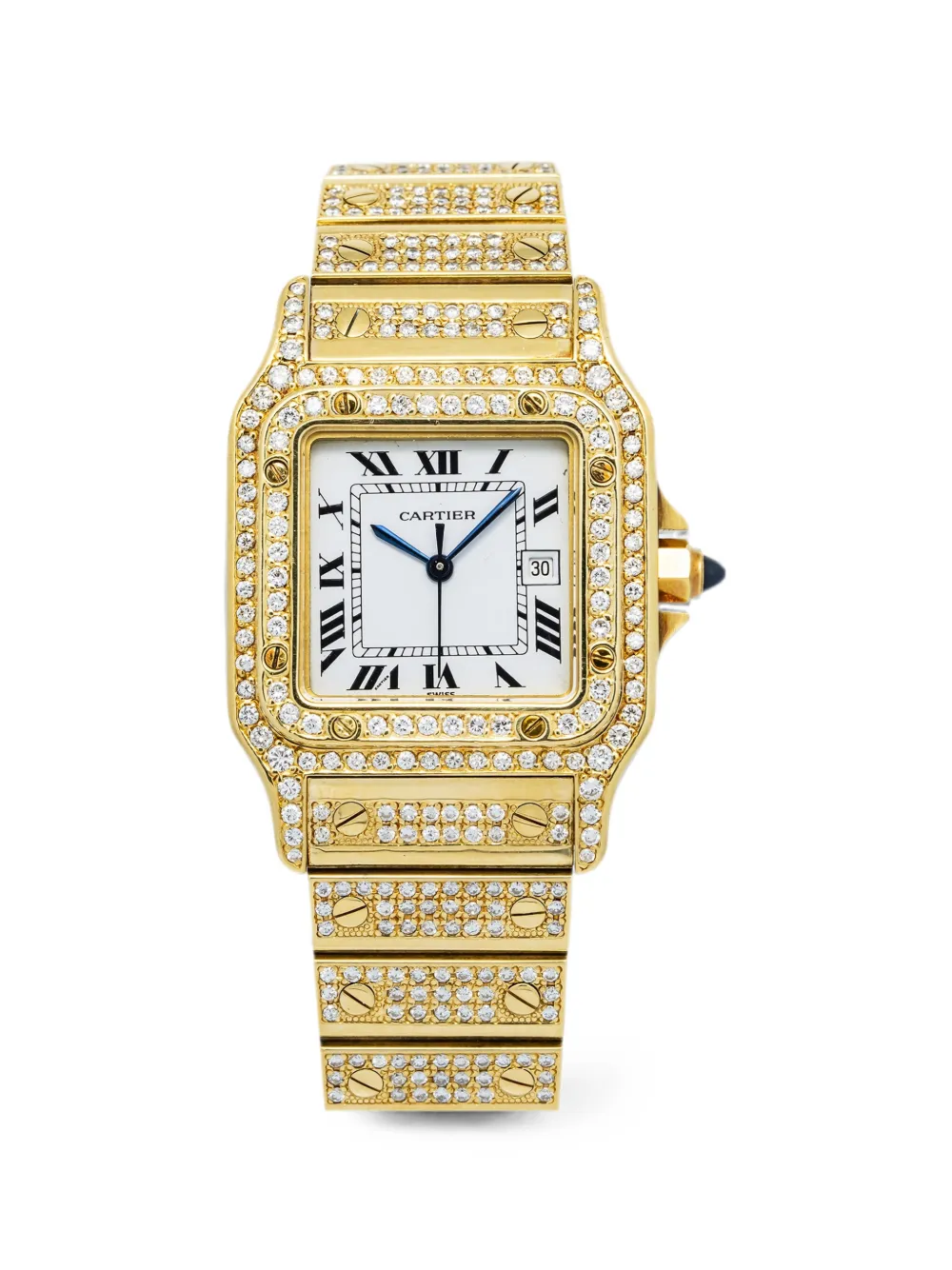Cartier Santos Galbée diamond-embellished 35mm watch - Bianco