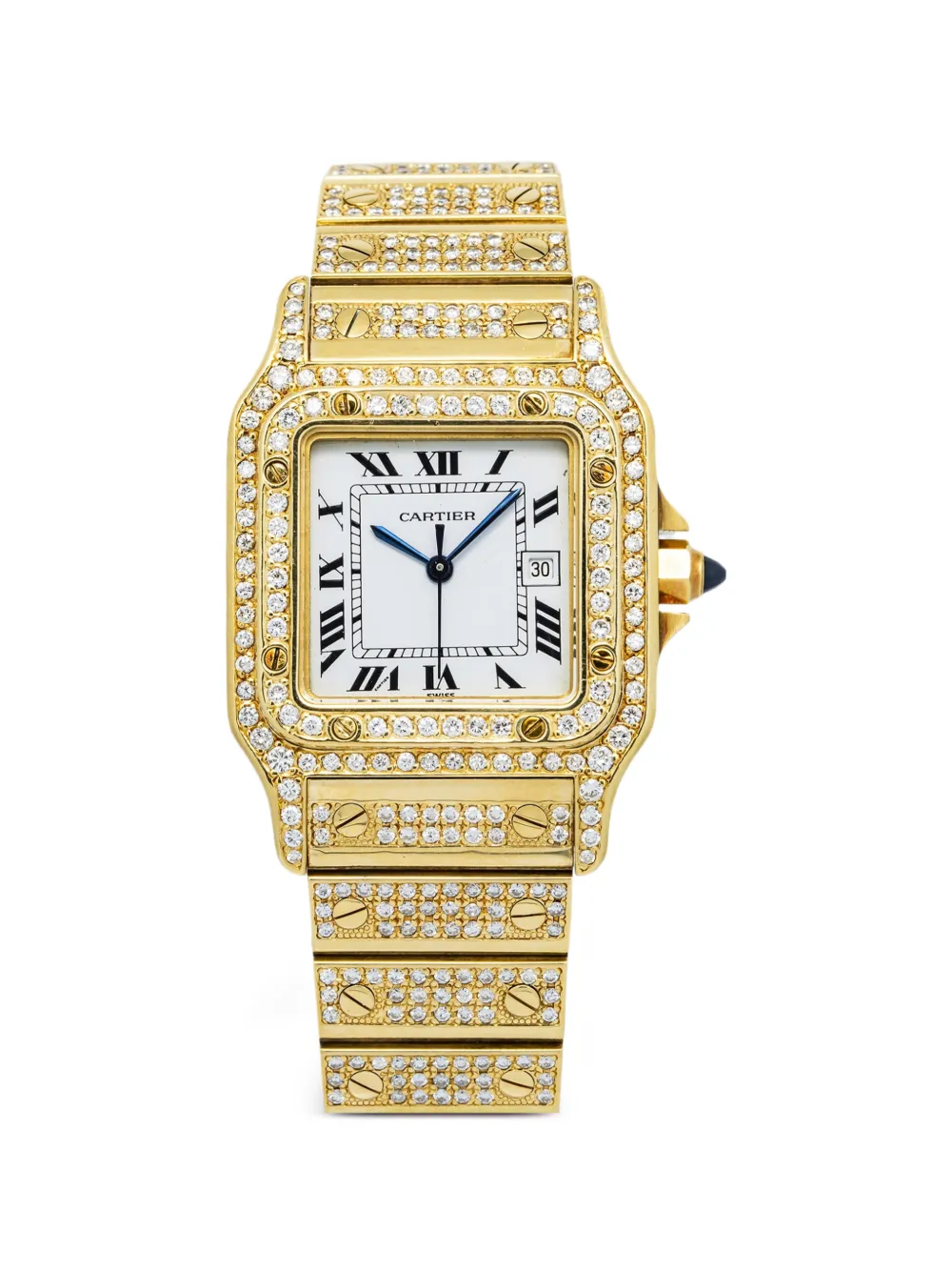 Cartier Santos Galbée Armbanduhr mit Diamanten 35mm - Weiß