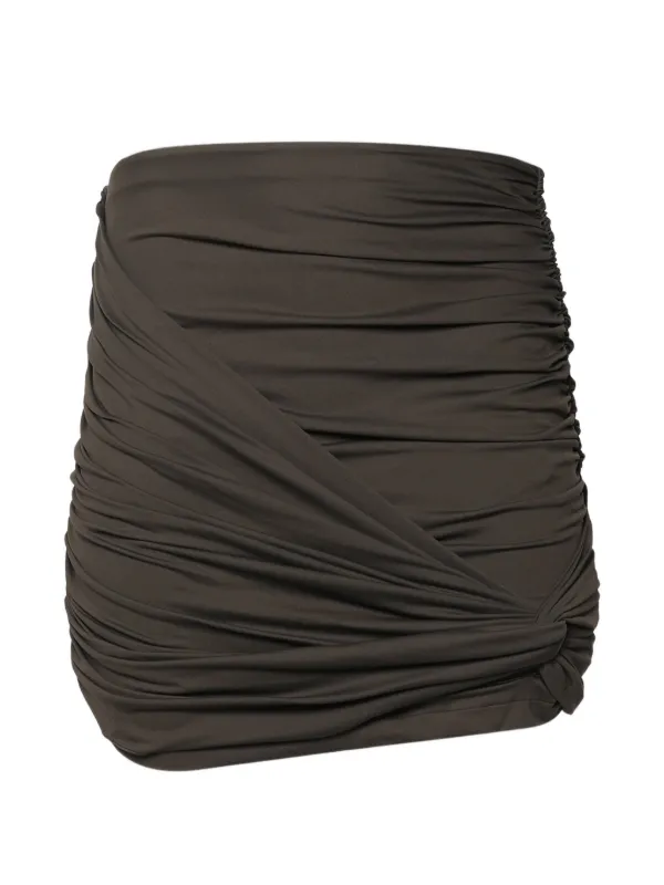 Magda Butrym Ruched Draped Mini Skirt in Brown