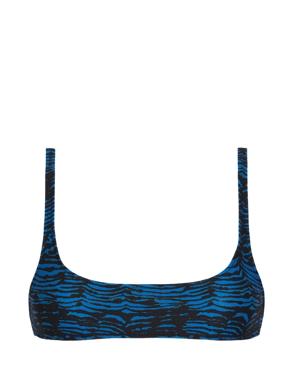 Tropic Of C Tiger-print Scoop-neck Bikini Top In Blue