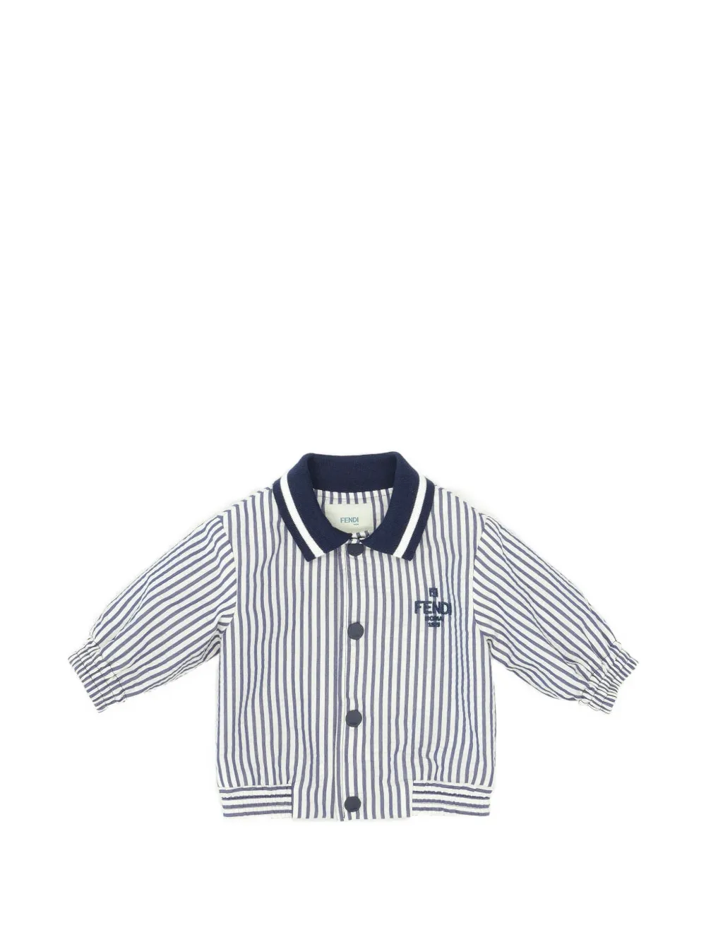 Fendi Kids Giacca a righe con logo ricamato - Bianco