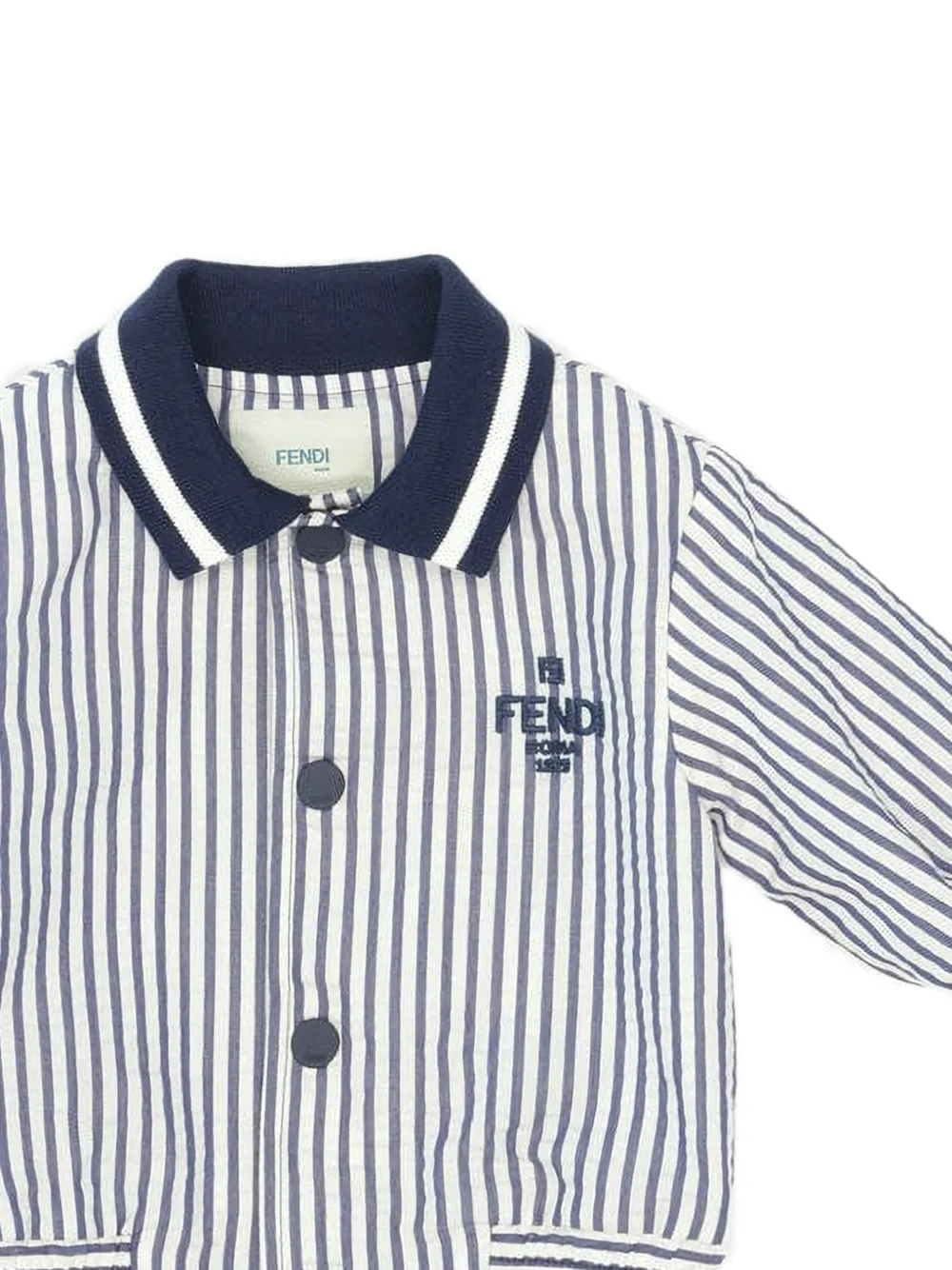 Fendi Kids Gestreept jack met geborduurd logo Wit