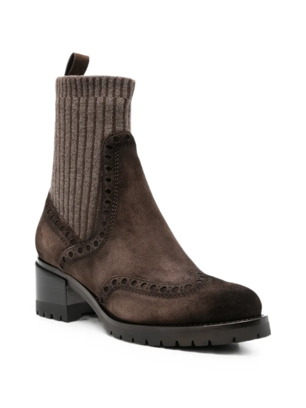 Santoni brogue-detail sock ankle boots Bruin
