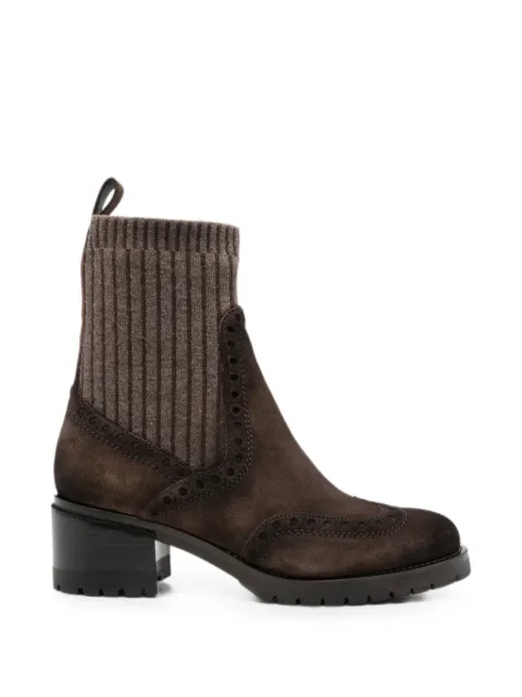 Santoni brogue-detail sock ankle boots