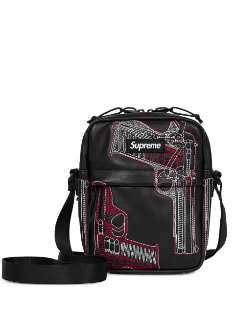 Supreme embroidered leather messenger bag