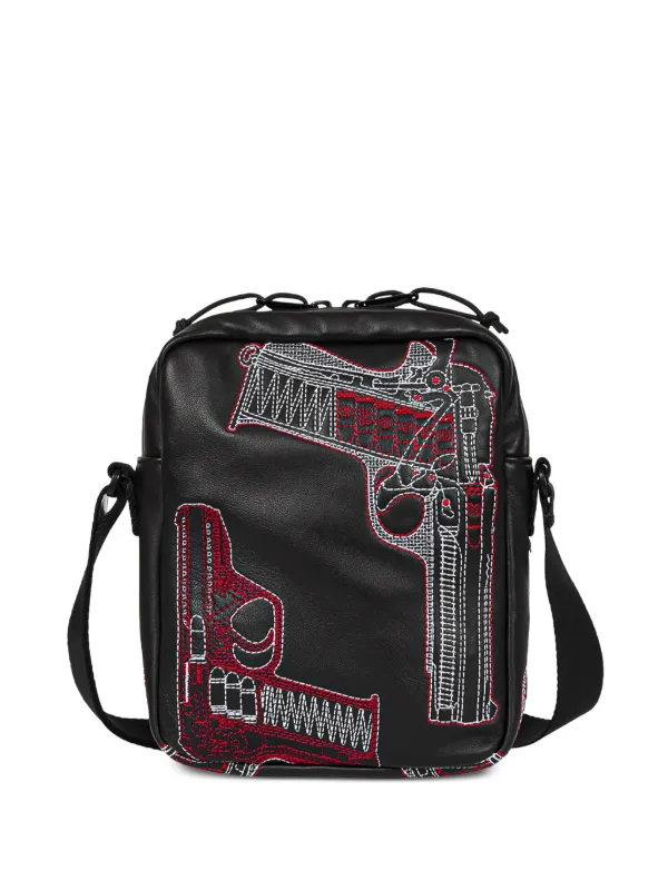 Supreme Embroidered Leather Messenger Bag | Black | FARFETCH