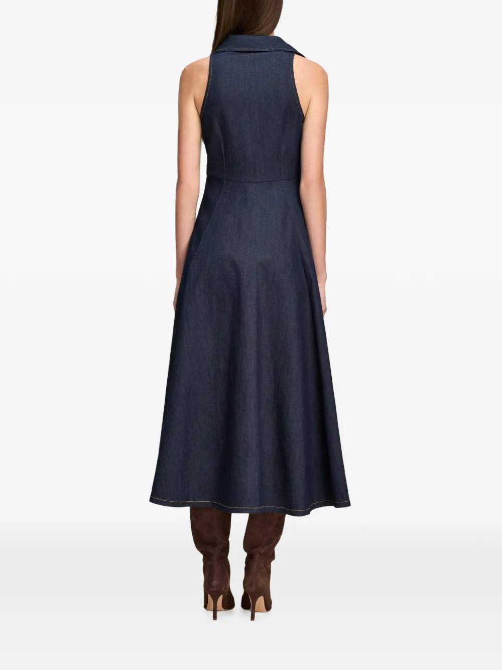 Cinq A Sept Sherri denim midi-jurk met gedraaid detail Blauw