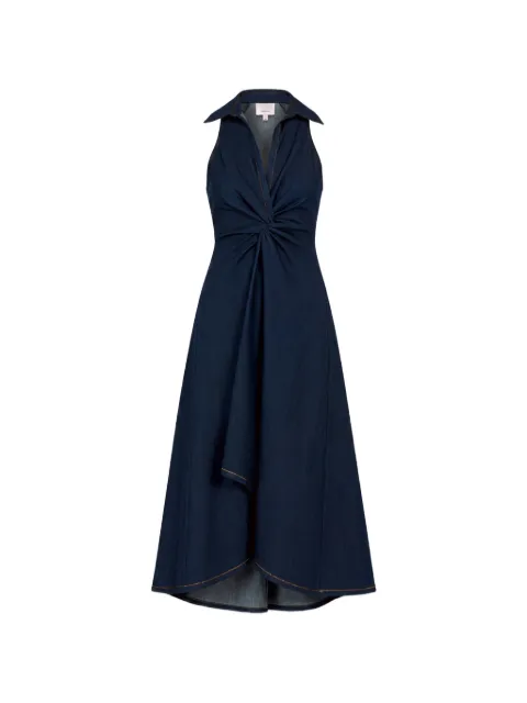 Cinq A Sept Sherri twist-detail denim midi dress