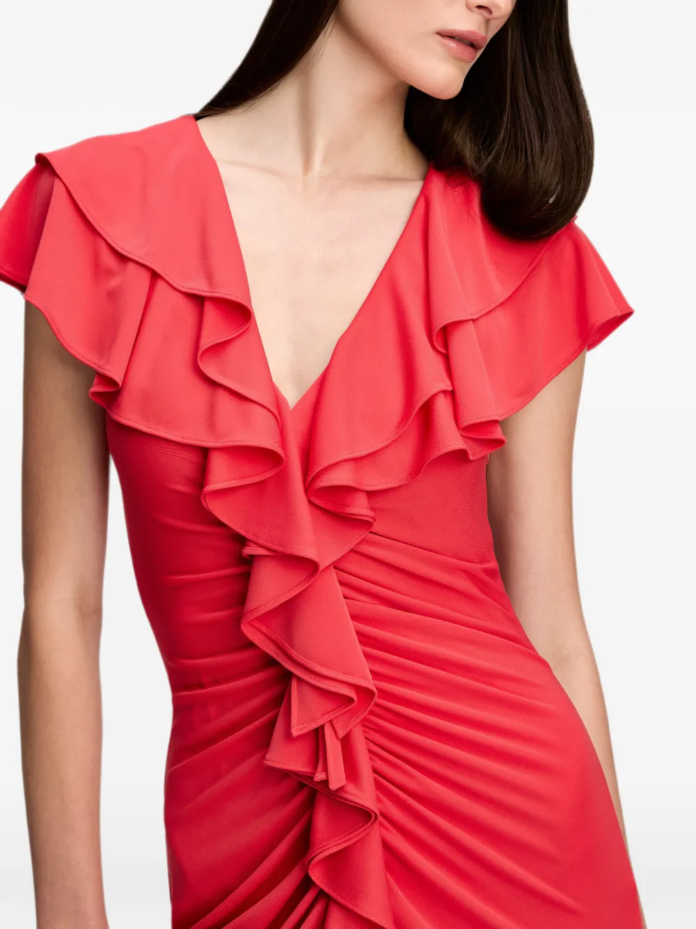 Cinq A Sept Tallis midi-jurk met ruches Rood