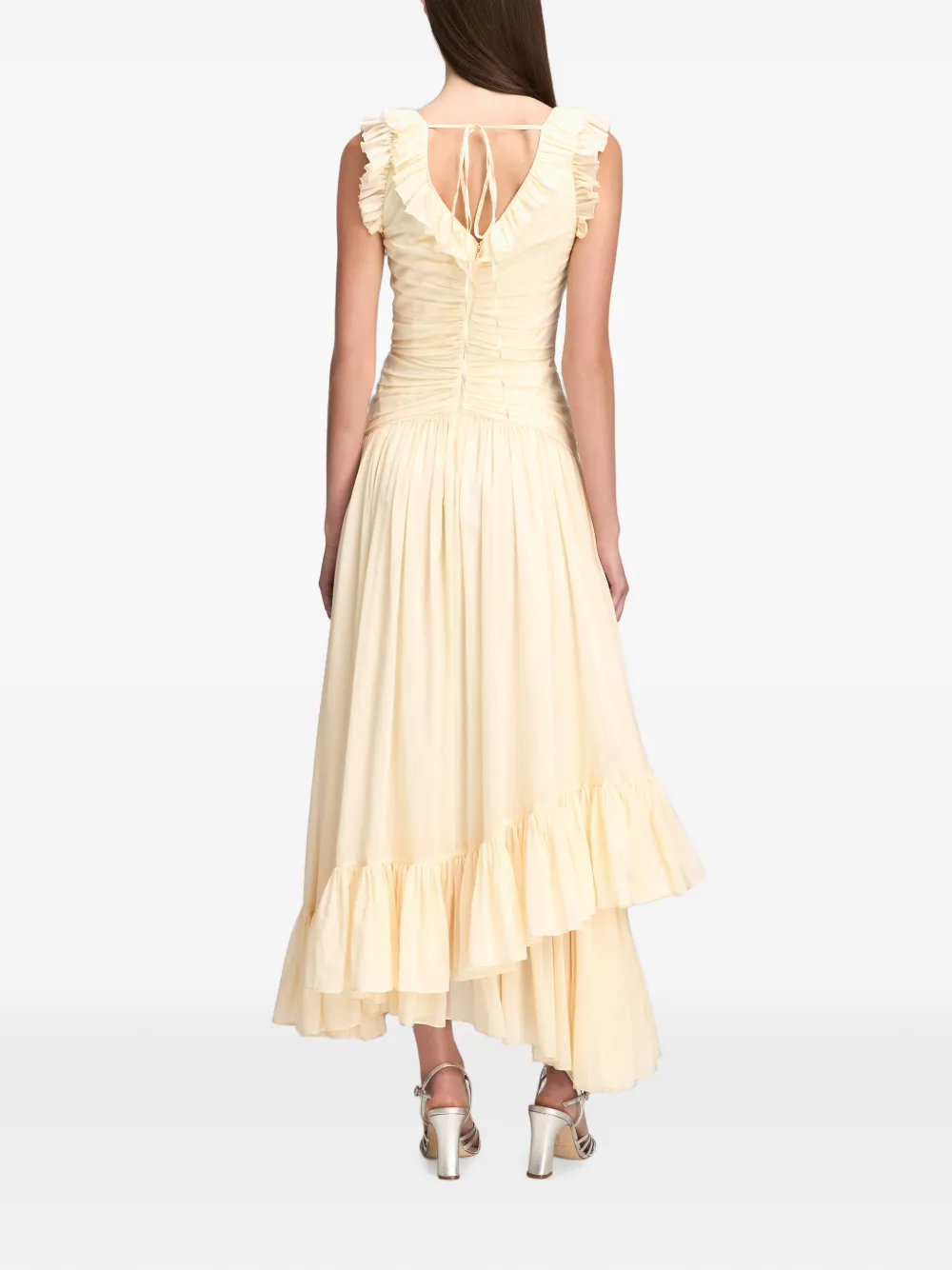 Cinq A Sept Rosalba asymmetrische jurk met ruches Beige