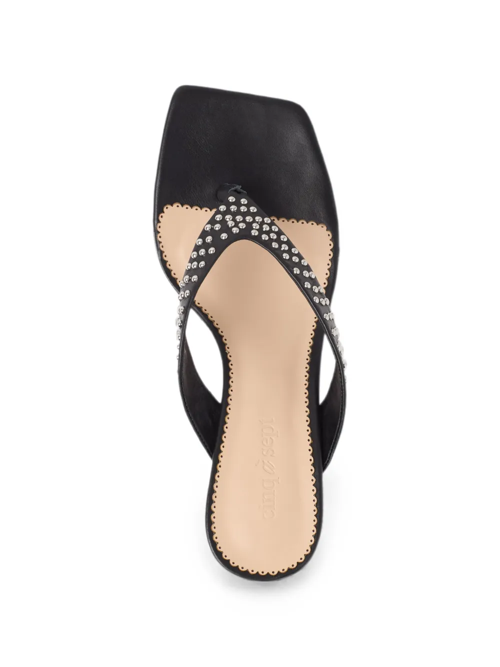 Cinq A Sept Frankie leren sandalen met studs en hak Zwart