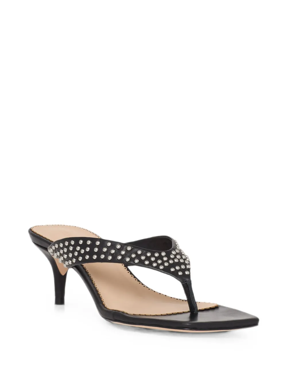 Cinq A Sept Frankie leren sandalen met studs en hak Zwart