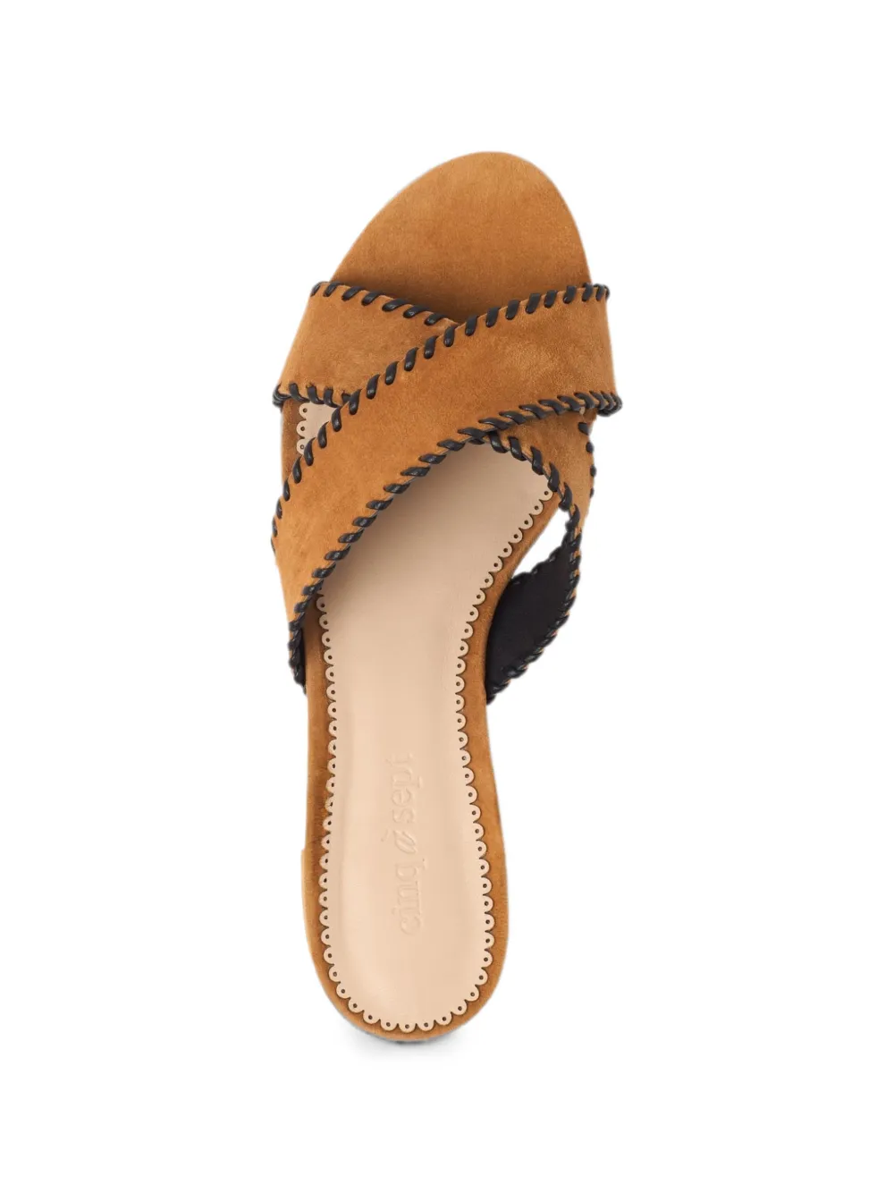 Cinq A Sept Amanda whipstitch-trim sandals Beige
