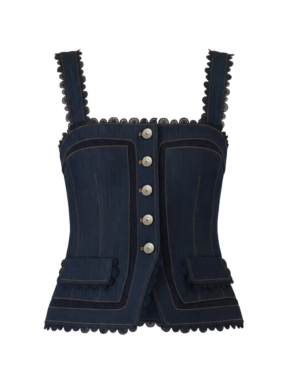 Cinq A Sept Top Myra in pizzo guipure - Blu