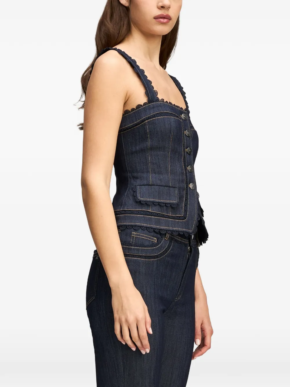 Cinq A Sept Myra guipure lace top Blauw