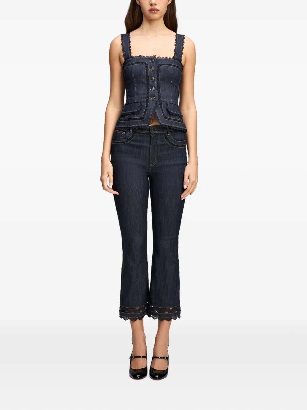 Cinq A Sept Myra guipure lace top Blauw