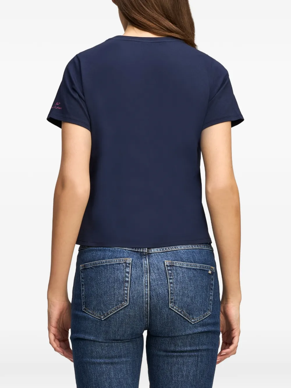 Cinq A Sept wildflower-embroidery shrunken T-shirt Blauw