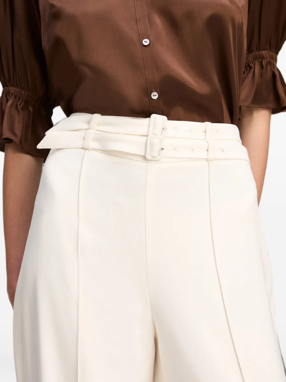 Cinq A Sept Maelor plooibroek met ceintuur Beige
