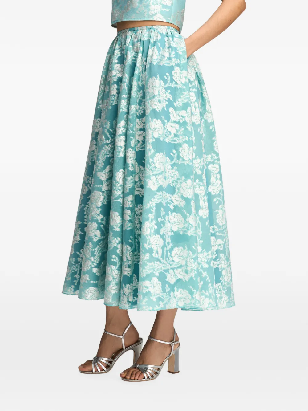 Cinq A Sept Ruth organza maxi-rok met jacquard Blauw