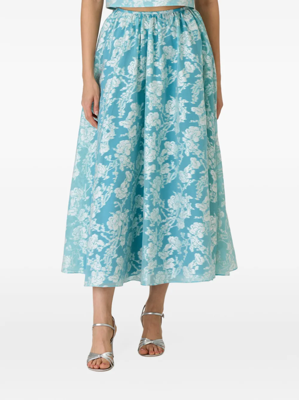 Cinq A Sept Ruth organza maxi-rok met jacquard Blauw