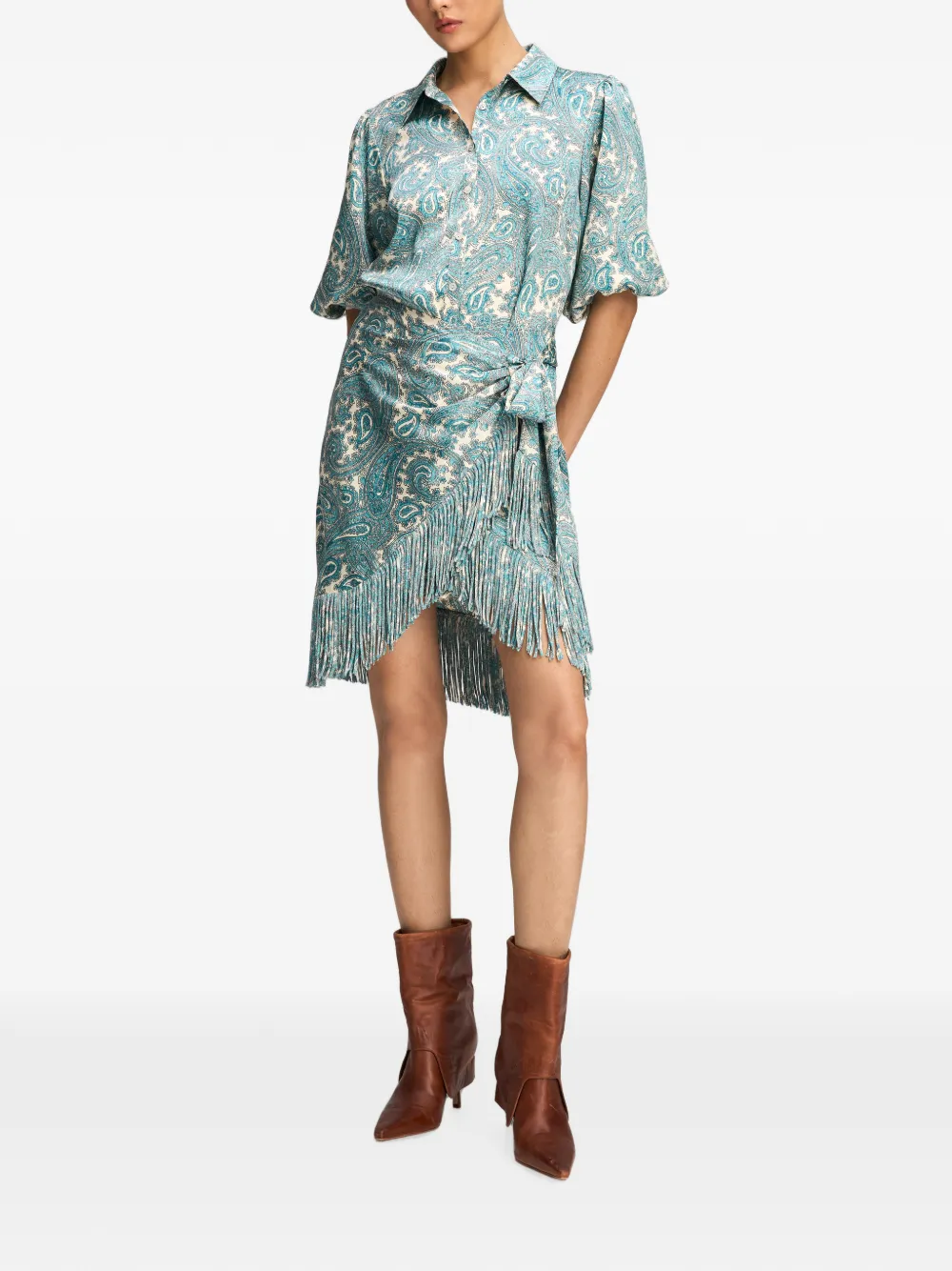 Cinq A Sept Kember mini-jurk met franje Blauw