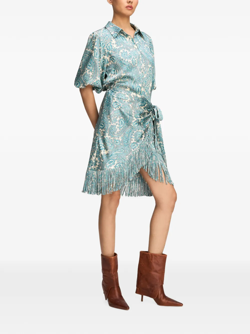 Cinq A Sept Kember mini-jurk met franje Blauw