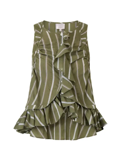 Cinq A Sept Azura ruffled striped top