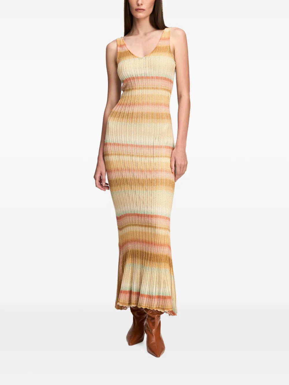 Cinq A Sept Edie gestreepte maxi-jurk Beige