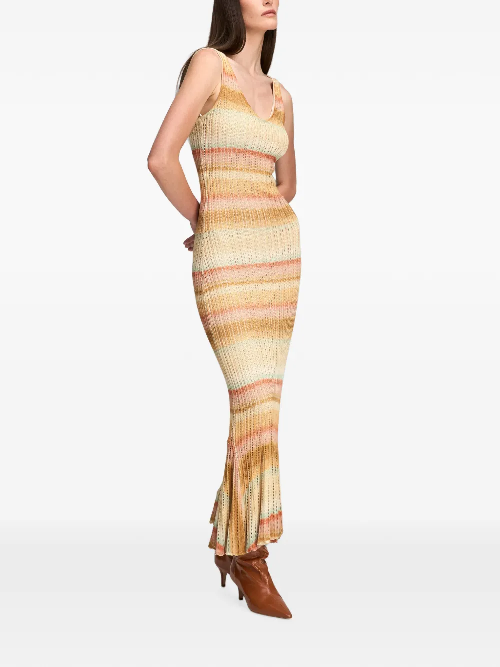 Cinq A Sept Edie gestreepte maxi-jurk Beige