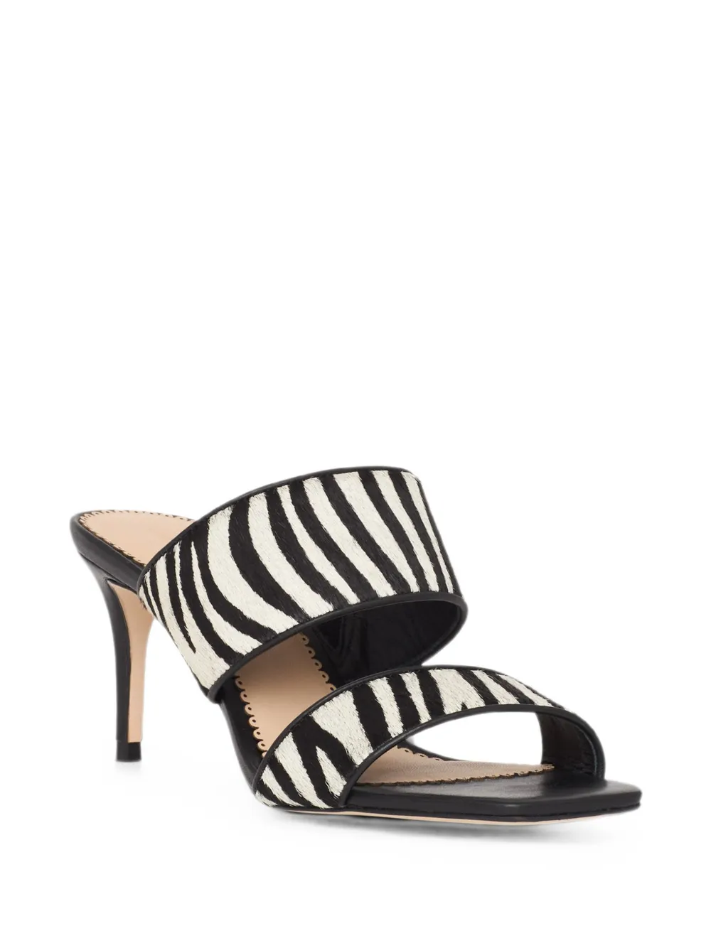 Cinq A Sept Sutton kalfsleren sandalen met zebraprint Zwart