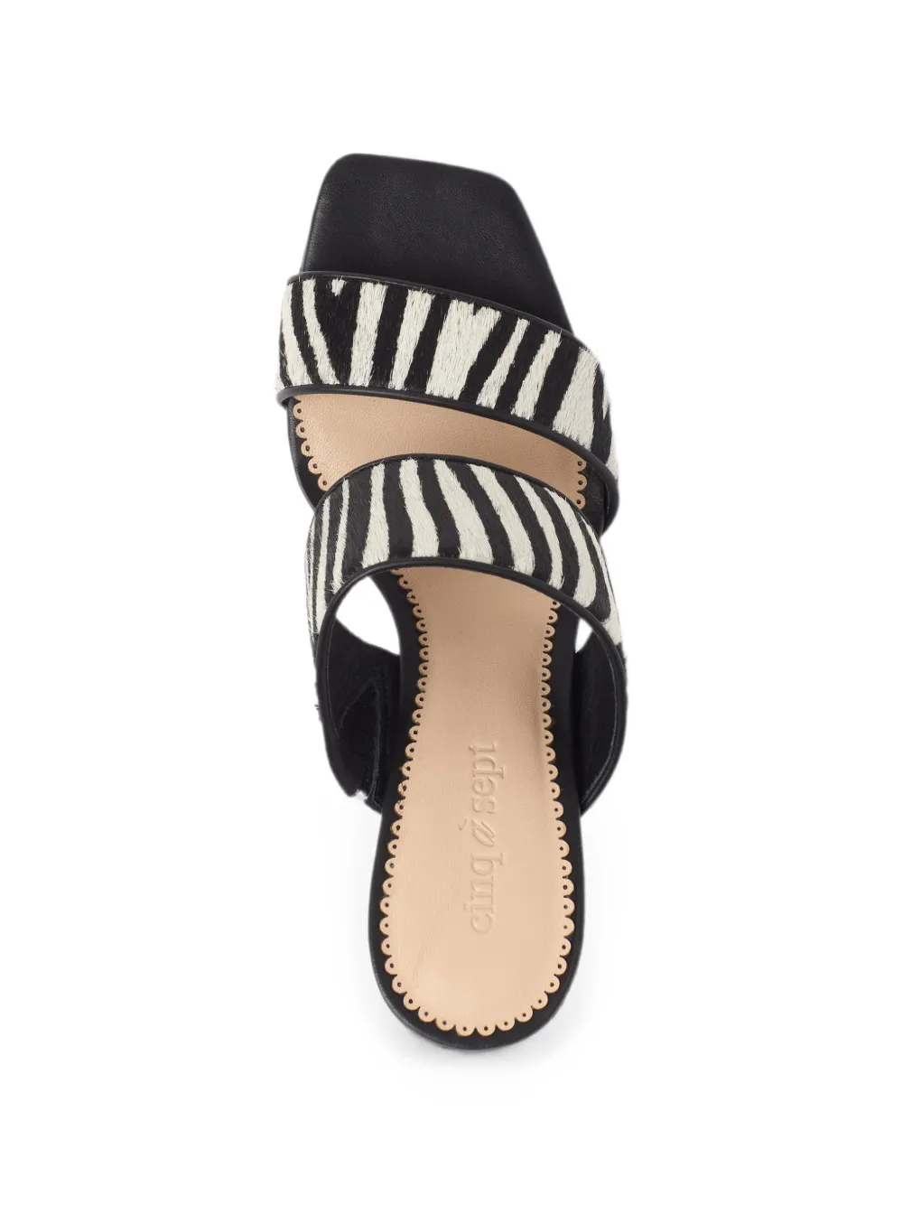 Cinq A Sept Sutton kalfsleren sandalen met zebraprint Zwart